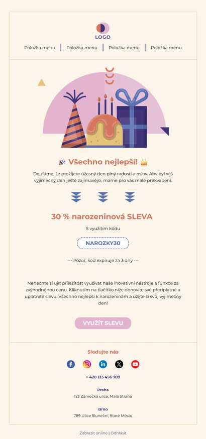 Automatický narozeninový e-mail pro zákazníky jako součást email marketingu